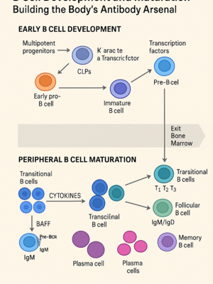 Development and maturation of B cells: construction of the body antibody arsenal