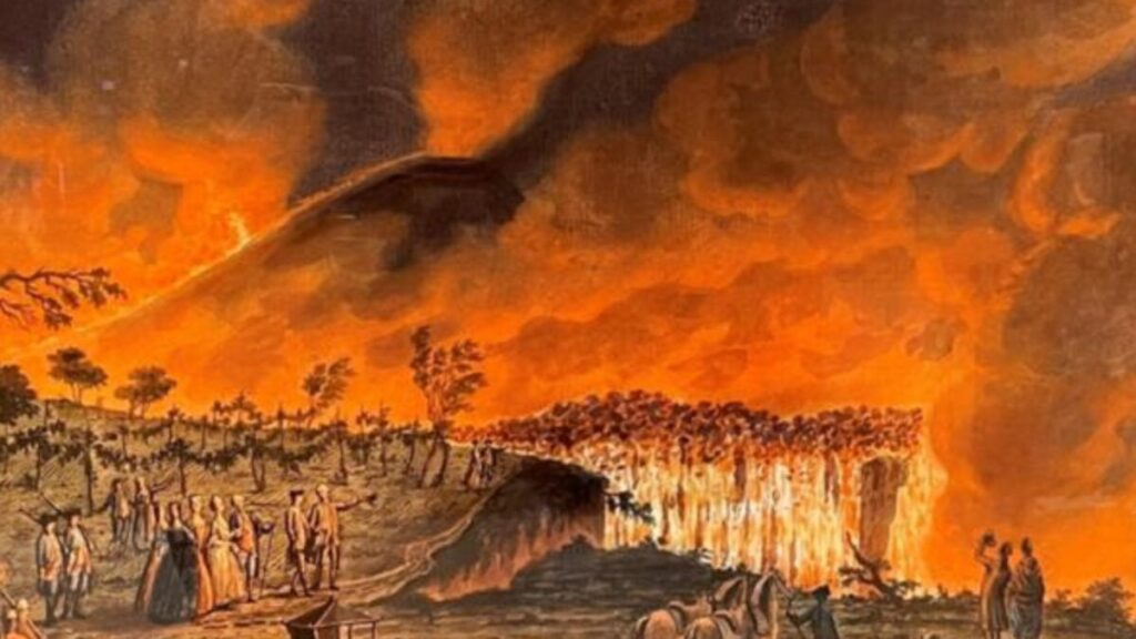 Look at a 250 -year reconstructed robotic painting to return a burning mountain to life