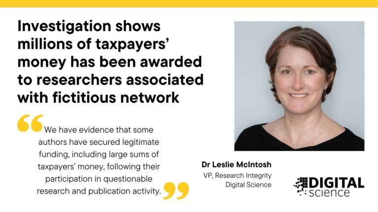 Digital Science investigation shows millions of taxpayer money awarded to researchers associated with fictitious network